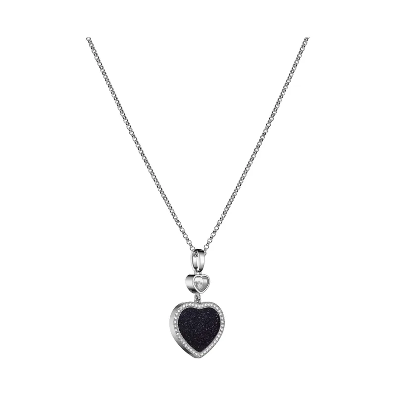 Pendentif Chopard Happy Hearts en or blanc, aventurine et diamants - CHOPARD