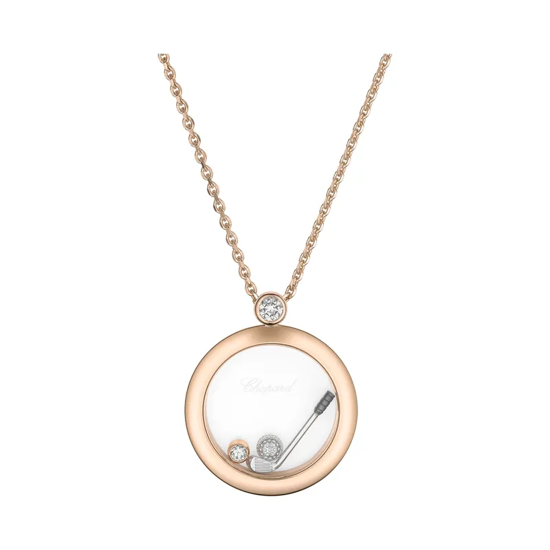 Pendentif Chopard Happy Golf, or rose, diamants - CHOPARD