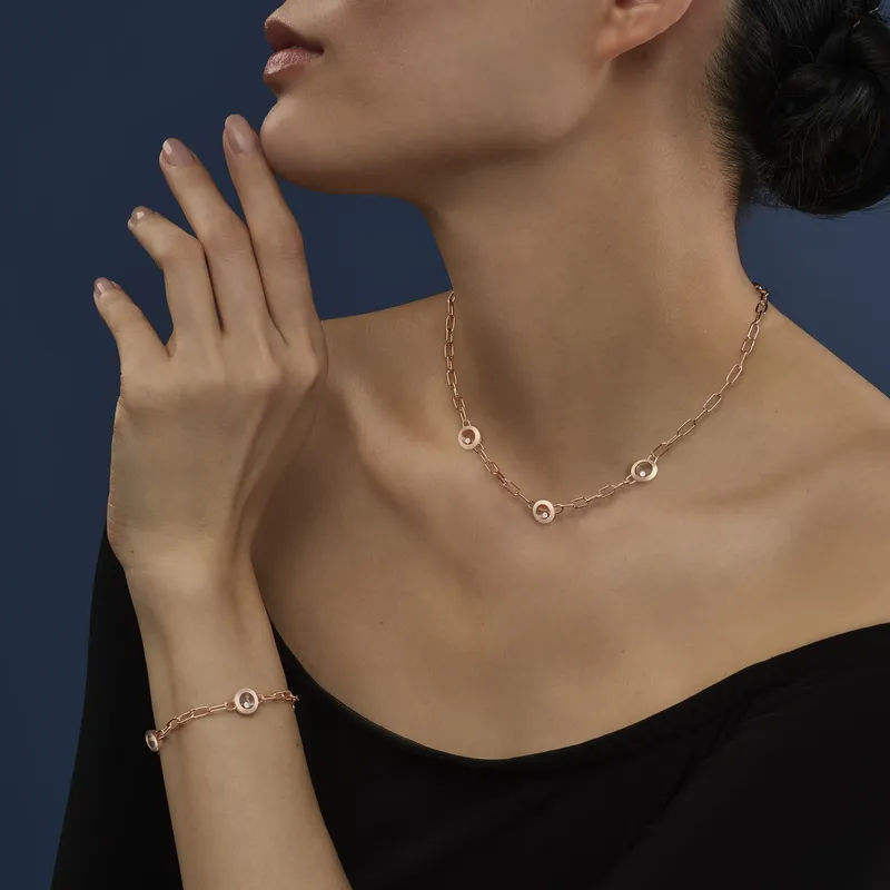 Collier Chopard Happy Diamonds Icons, or rose et diamants - CHOPARD