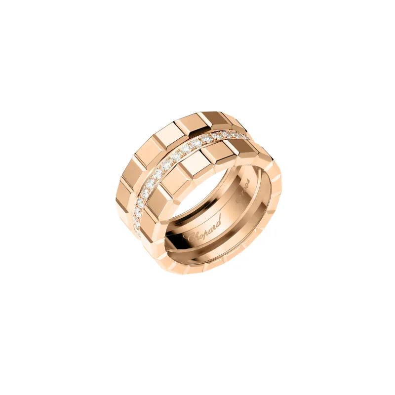 Bague Chopard Ice Cube en Or Rose et Diamants - CHOPARD