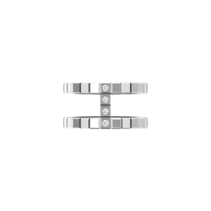 Bague Chopard Ice Cube 2 rangs en Or blanc et 4 Diamants - CHOPARD