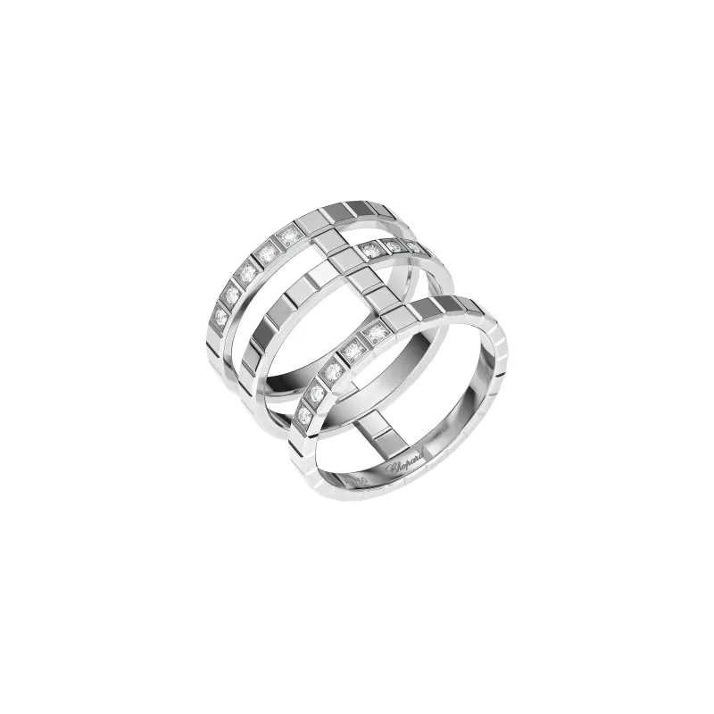 Bague Chopard Ice Cube 3 rangs en Or blanc et Diamants - CHOPARD
