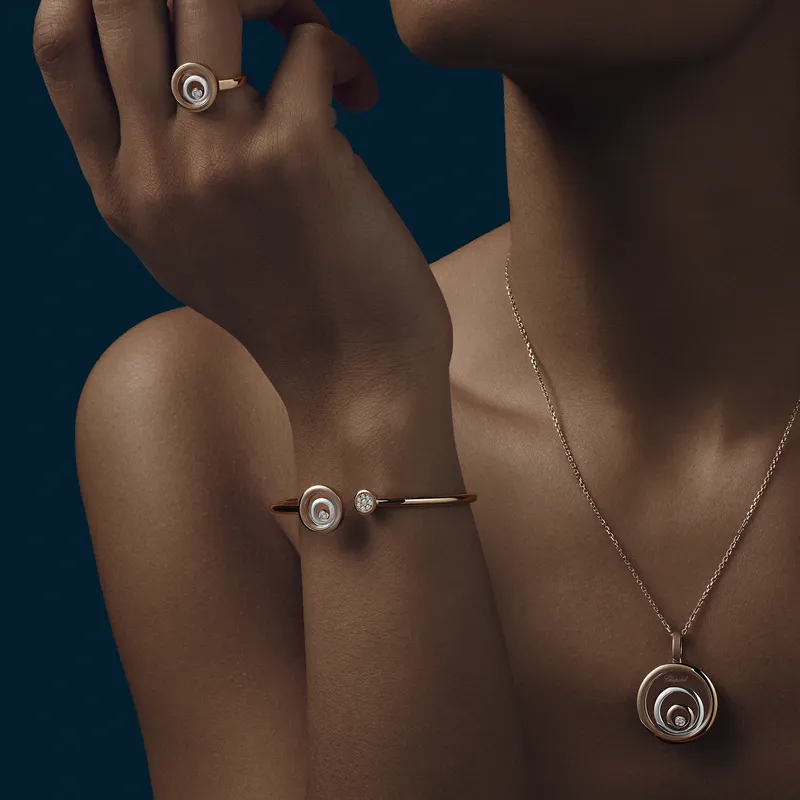 Bague Chopard Happy Spirit, or rose, or blanc et diamant - CHOPARD