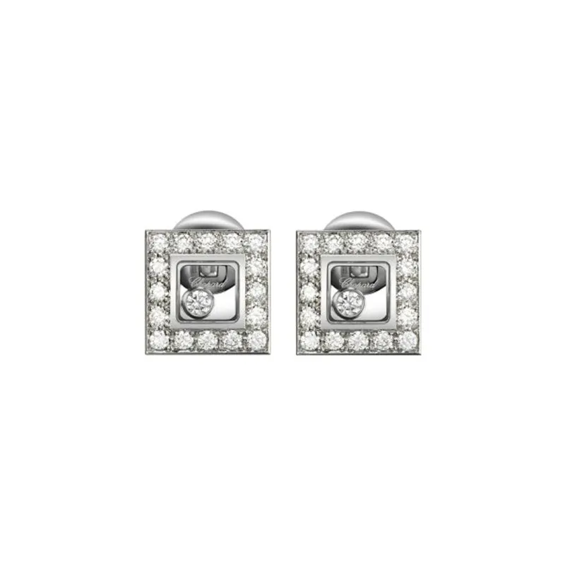 Boucles d'oreilles Chopard Happy Diamonds en Or Blanc et Diamants - CHOPARD