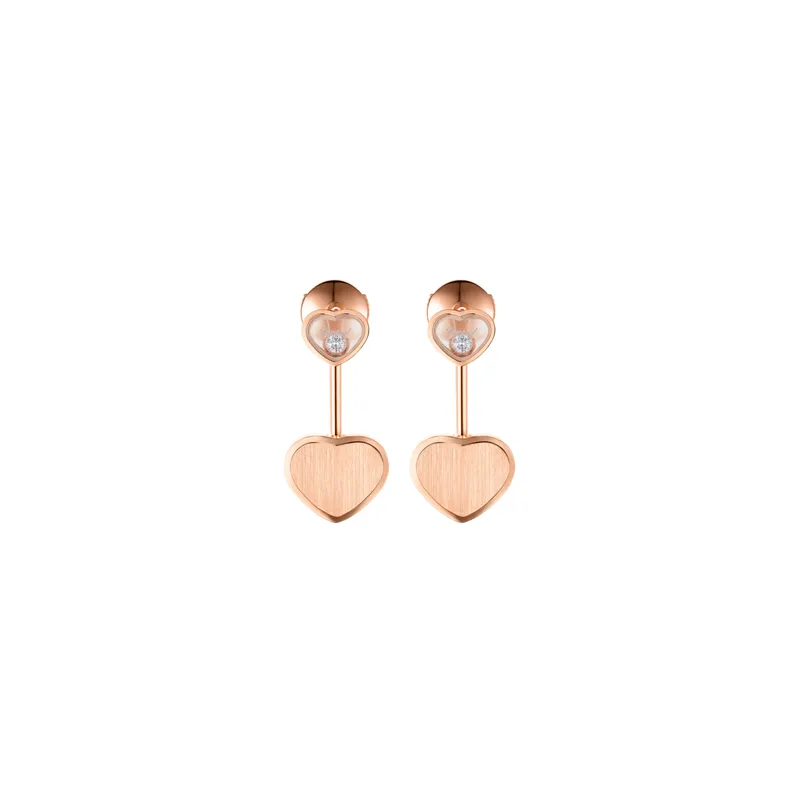 Boucles d'oreilles Chopard Happy Hearts Golden Hearts en Or Rose et Diamants - CHOPARD