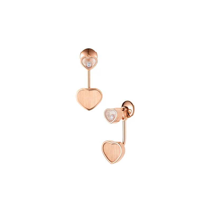 Boucles d'oreilles Chopard Happy Hearts Golden Hearts en Or Rose et Diamants - CHOPARD