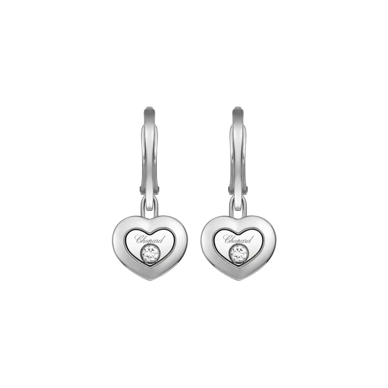 Boucles d'oreilles pendantes Chopard Happy Diamonds Icons en Or Blanc et Diamants - CHOPARD