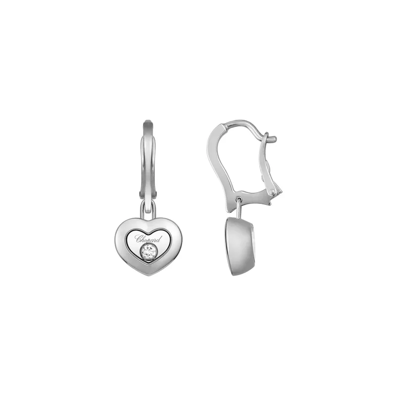 Boucles d'oreilles pendantes Chopard Happy Diamonds Icons en Or Blanc et Diamants - CHOPARD