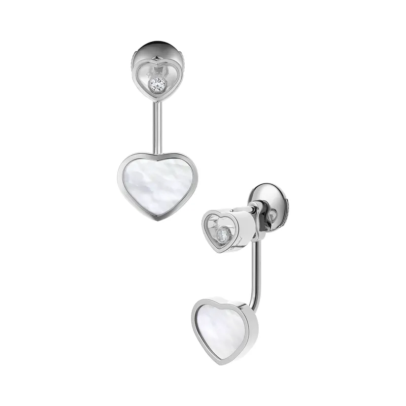 Boucles d'oreilles Chopard Happy Hearts en Or Blanc et Diamants - CHOPARD