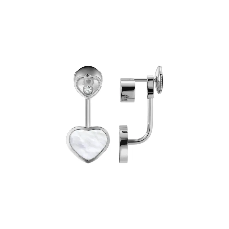 Boucles d'oreilles Chopard Happy Hearts en Or Blanc et Diamants - CHOPARD