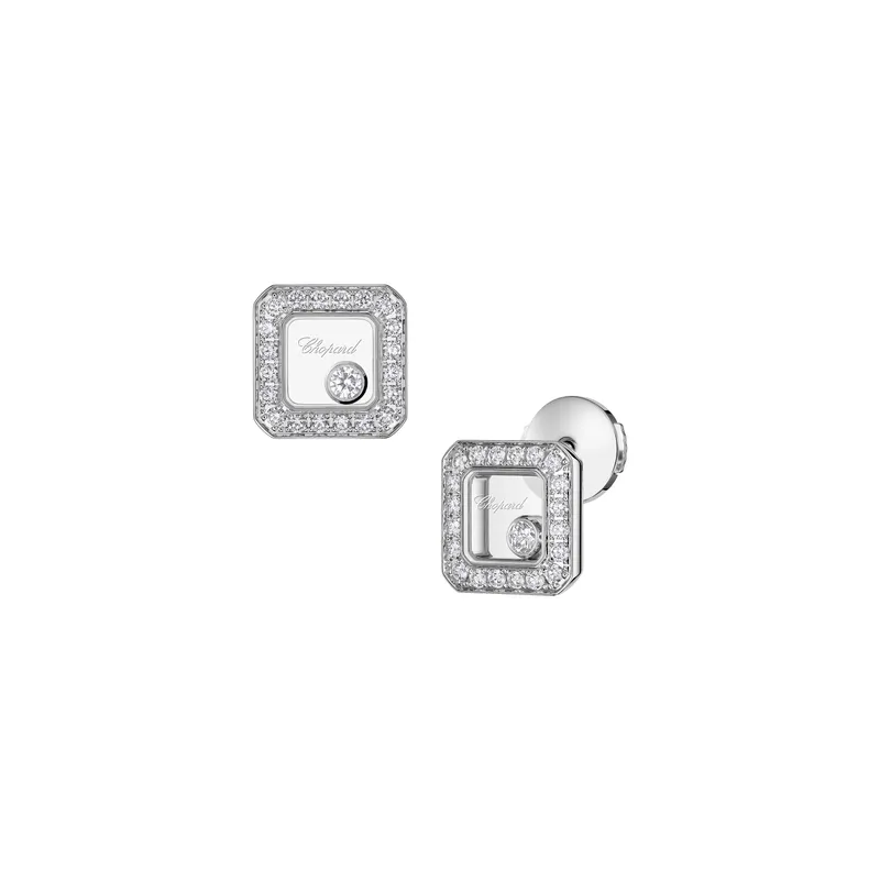 Boucles d'oreilles Chopard Happy Diamonds Icons en or blanc et diamants - CHOPARD