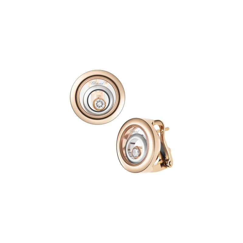 Boucles d'oreilles Chopard Happy Diamonds en Or Rose et Blanc avec Diamants - CHOPARD