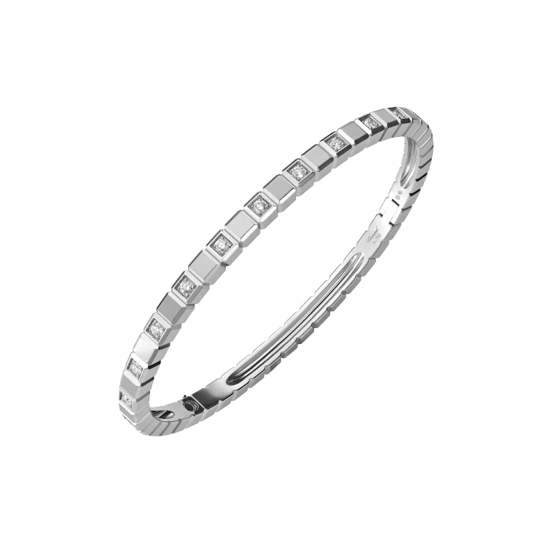 Bracelet Chopard Jonc Ice Cube, Or Blanc et Diamants - CHOPARD