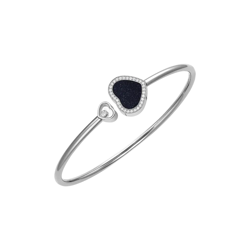 Bracelet Chopard Happy Hearts en Or Blanc Diamants et Aventurine - CHOPARD