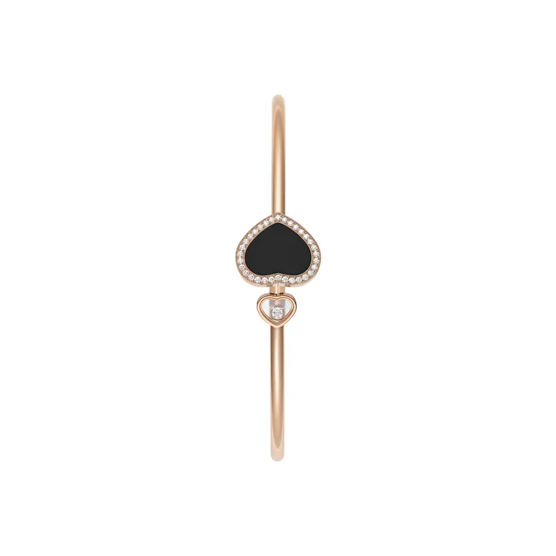 Bracelet Chopard Happy Hearts en Or Rose Diamants et Onyx - CHOPARD