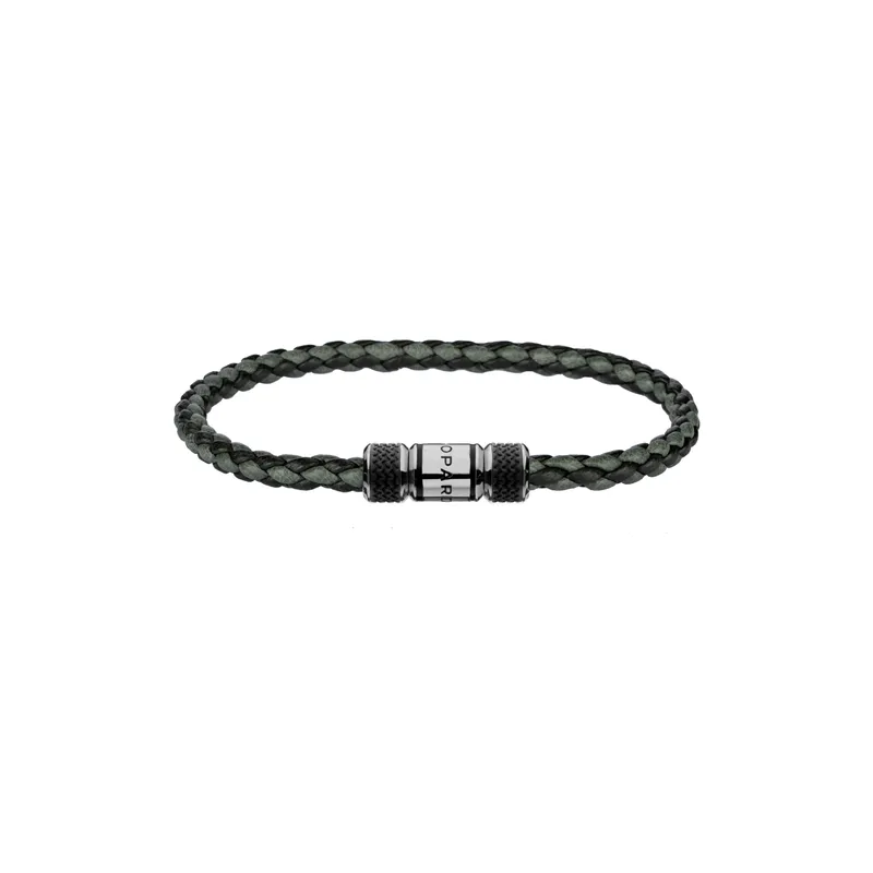 Bracelet Classic Racing argenté cuir vert bicolore Taille 19cm - CHOPARD
