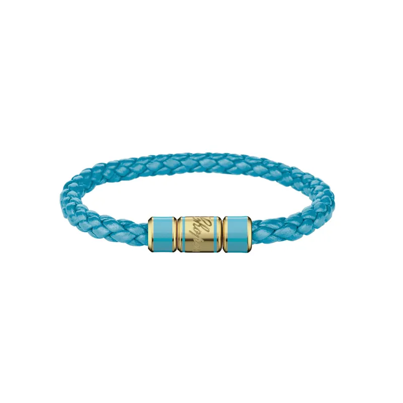 Bracelet Chopard Signature en Métal Doré vieilli et Cuir turquoise - CHOPARD