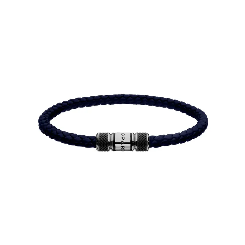 Bracelet Chopard Classic Racing en Métal Argenté et Cuir Bleu marine - CHOPARD