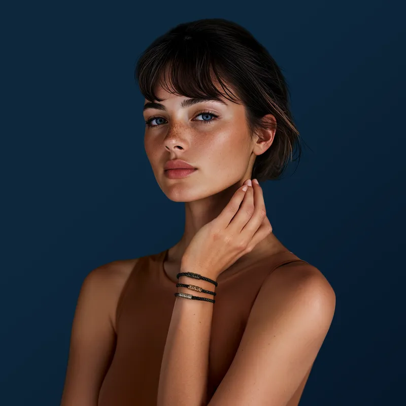 Bracelet Chopard Ice Cube Métal Rose Doré Sur Cuir Noir - CHOPARD