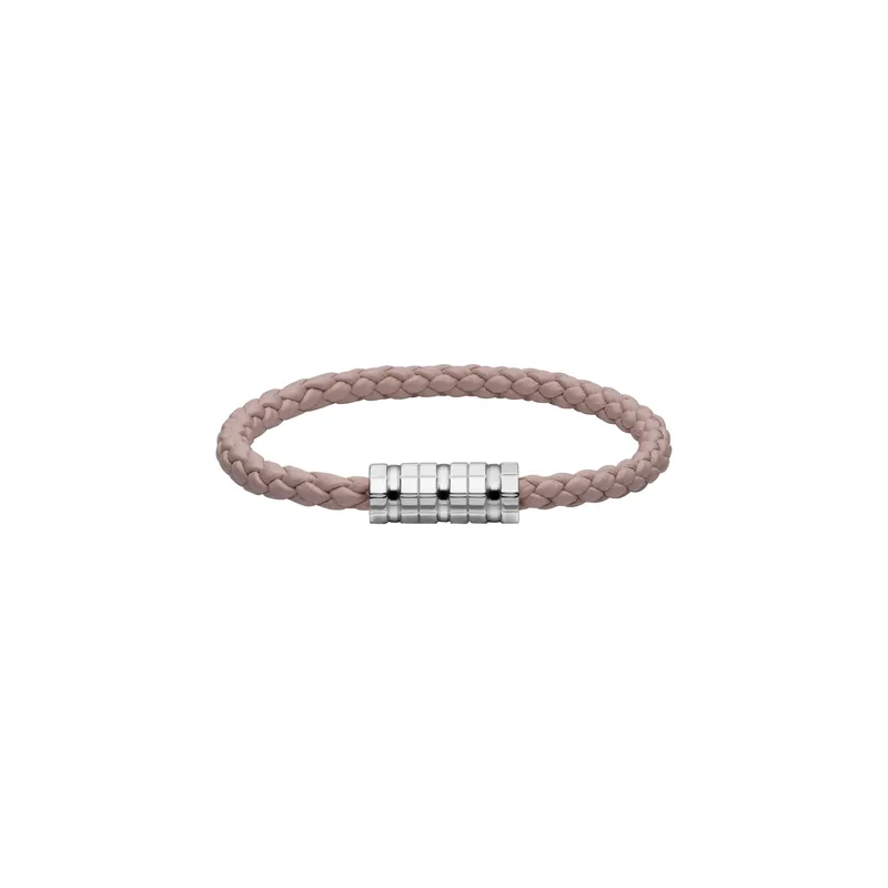 Bracelet Chopard Ice Cube Métal Argenté sur Cuir Rose - CHOPARD