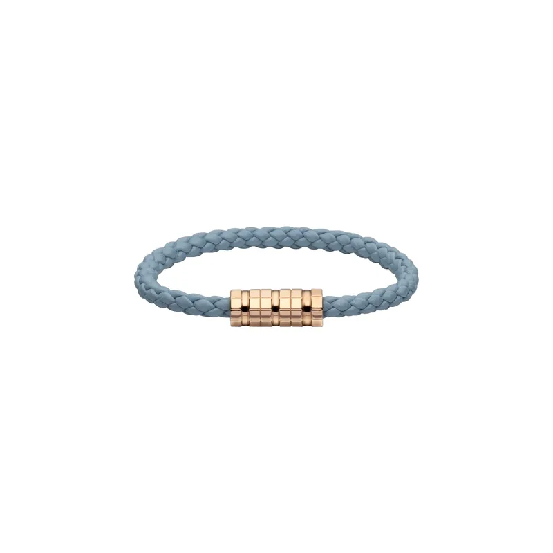 Bracelet Chopard Ice Cube Métal Doré Rose sur Cuir Bleu - CHOPARD