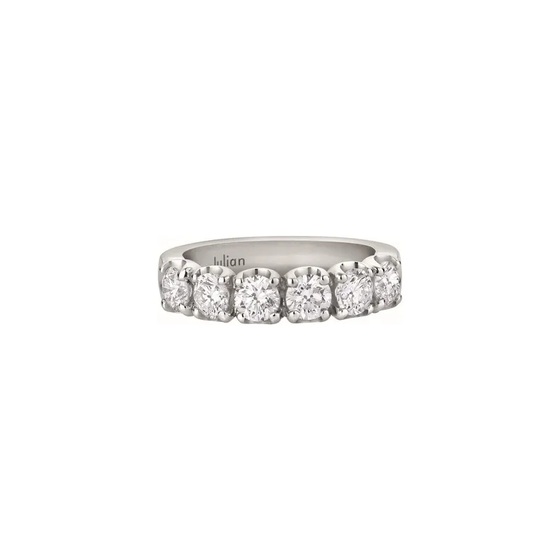 Demi Alliance CR  diamants taille brillant en or blanc palladié - CREATIONS JULIAN