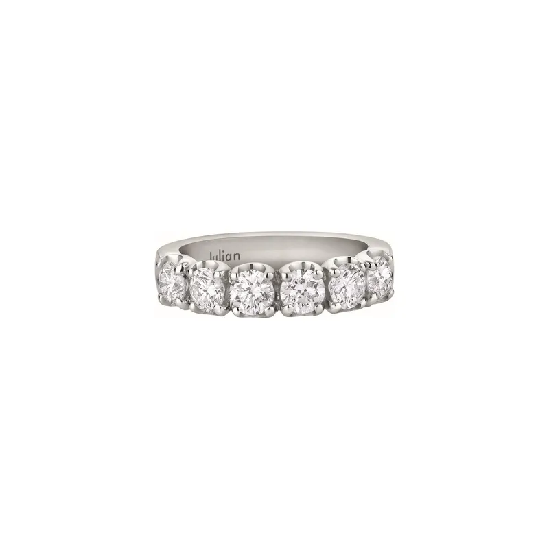 Demi Alliance CR  diamants taille brillant en or blanc palladié - CREATIONS JULIAN