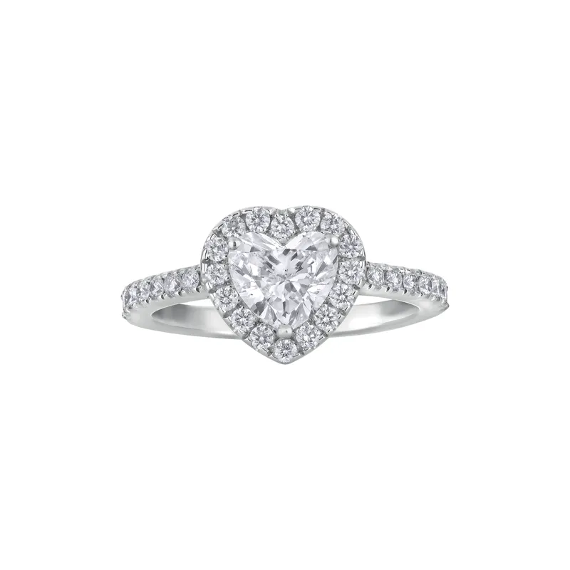 Bague Solitaire en or blanc palladié, diamant blanc et diamants blancs - CREATIONS JULIAN