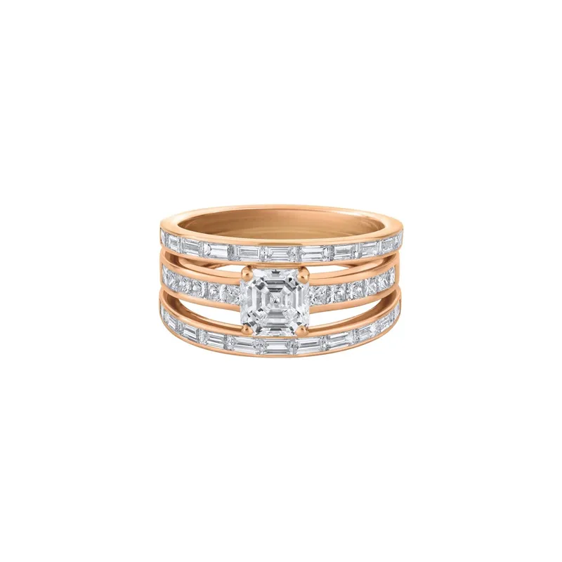 Bague en or rose, diamant blanc et diamants blancs - Certificat GIA - CREATIONS JULIAN