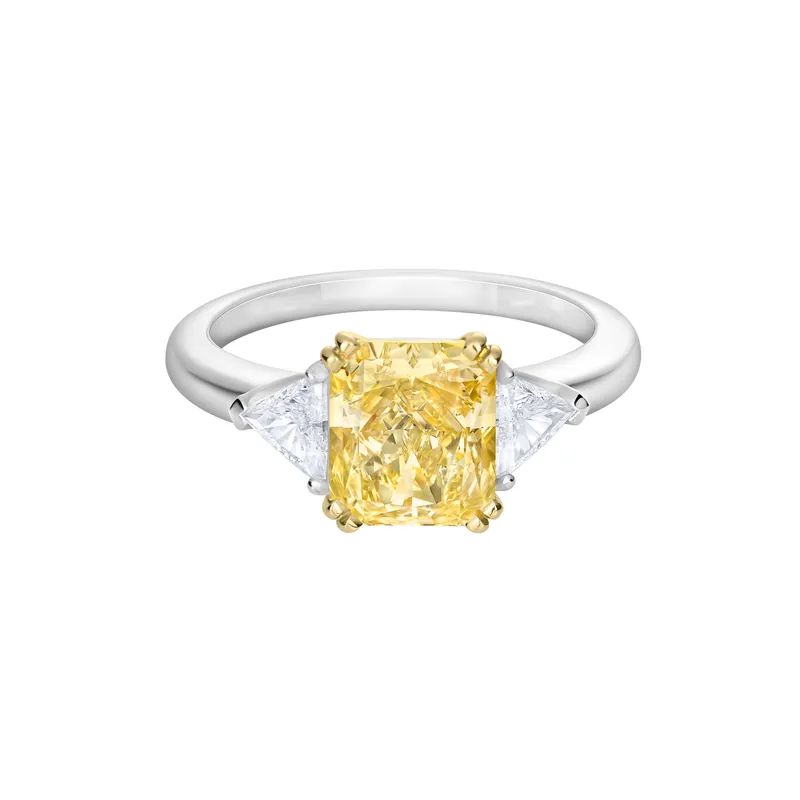 Bague Solitaire Diamant radian Fancy Yellow Intense - CREATIONS JULIAN