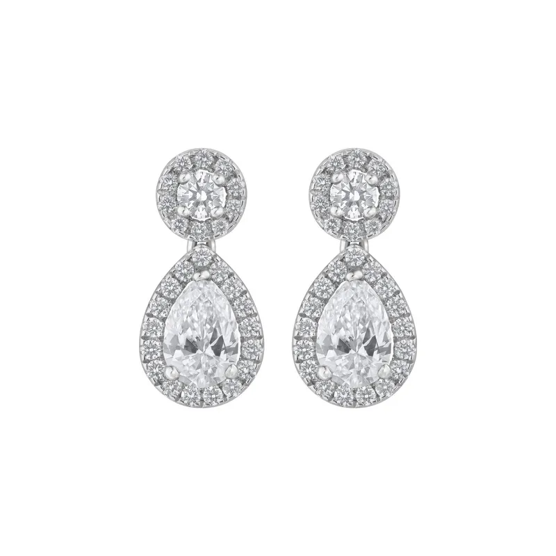 Boucles d'oreilles en or blanc, diamants blancs et diamants blancs - CREATIONS JULIAN
