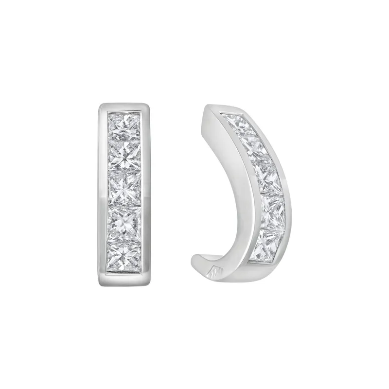 Boucles d'oreilles en or blanc et diamants blancs - CREATIONS JULIAN