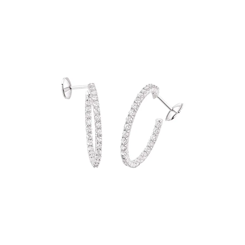 Boucles d'oreilles en or blanc et diamants blancs - CREATIONS JULIAN
