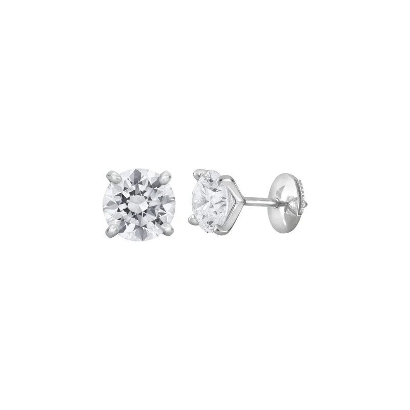 Boucles d'oreilles en or blanc, diamant blanc et diamant blanc - Certificat GIA - CREATIONS JULIAN