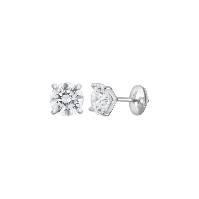 Boucles d'oreilles en or blanc, diamant blanc et diamant blanc - Certificat GIA - CREATIONS JULIAN