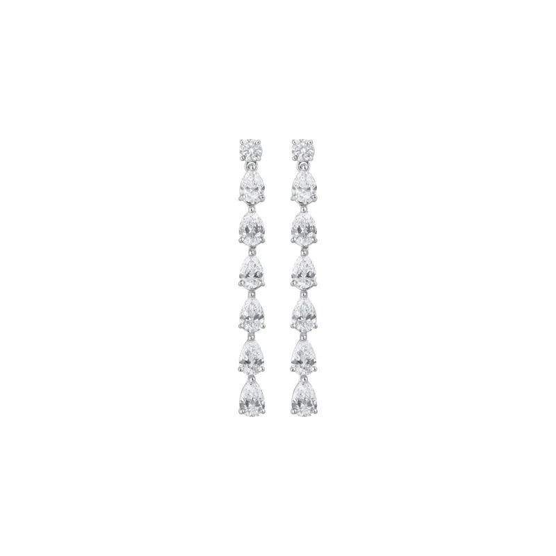 Boucles d'oreilles en or blanc, diamants blancs et diamants blancs - CREATIONS JULIAN