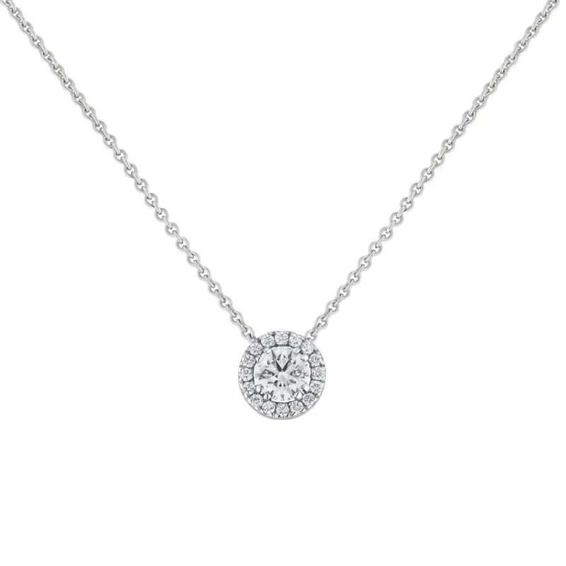 Pendentif en or blanc, diamant blanc et diamants blancs - Certificat GIA - CREATIONS JULIAN