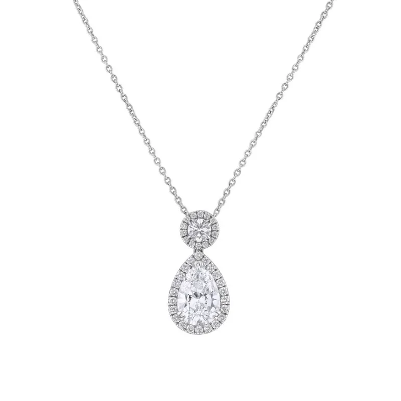 Pendentif en or blanc, diamant blanc et diamant blanc - Certificat GIA - CREATIONS JULIAN