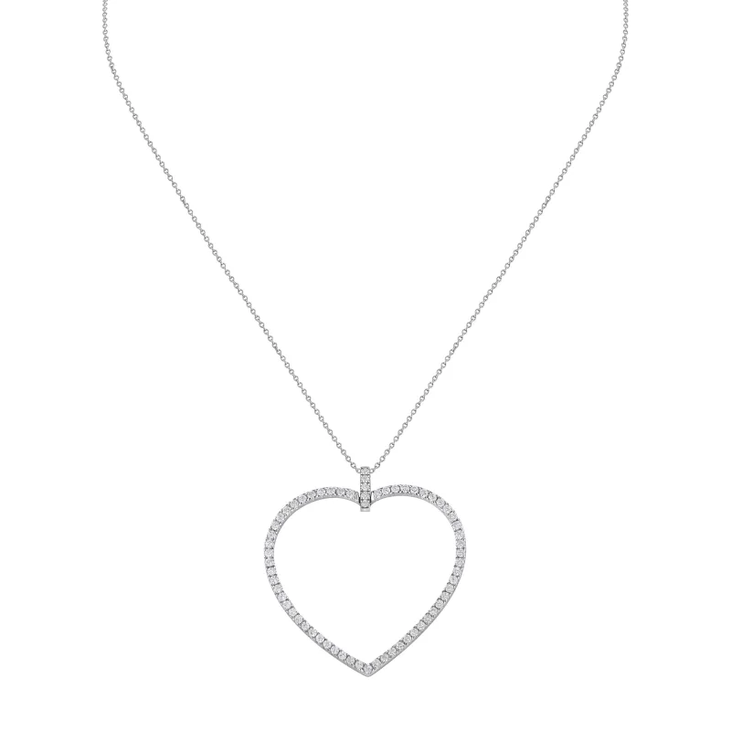 Pendentif cÅ_x0093_ur taille brillant en or blanc et diamants - CREATIONS JULIAN