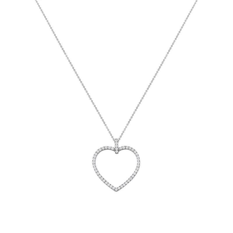 Pendentif cÅ_x0093_ur taille brillant en or blanc et diamants - CREATIONS JULIAN