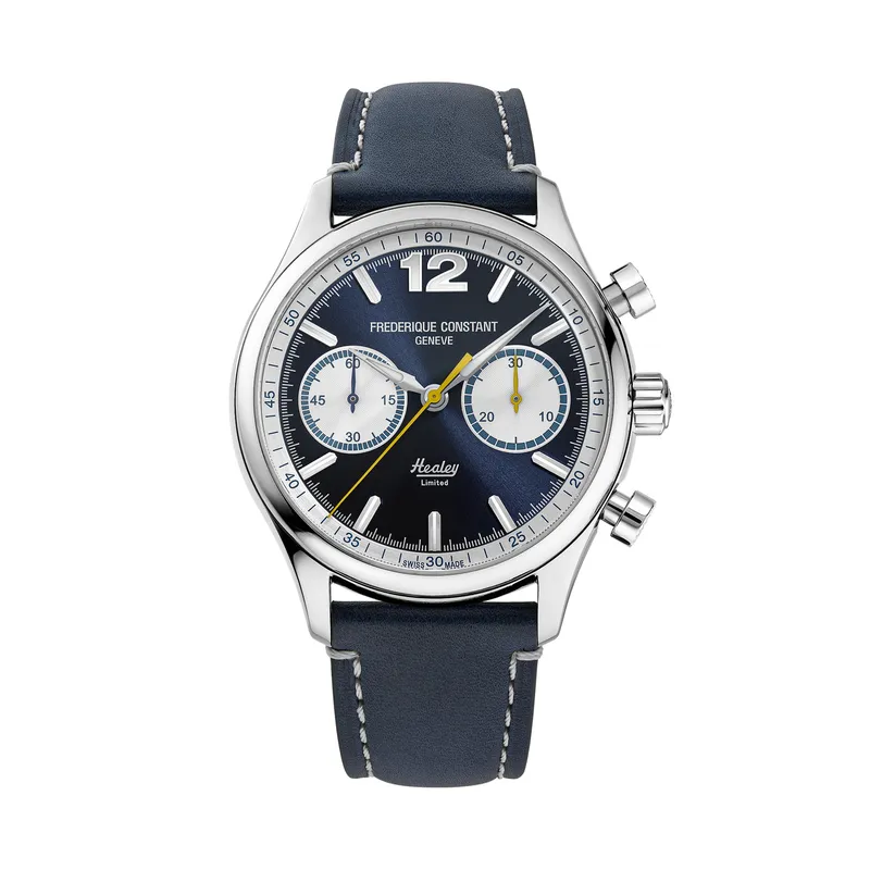 Montre Frédérique Constant Vintage Rally Healey Chronographe automatique cadran bleu bracelet cuir 42 mm - FREDERIQUE CONSTANT