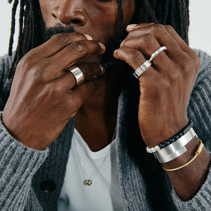 Bracelet Le Gramme Beads le 31g,  céramique noire & argent - LE GRAMME