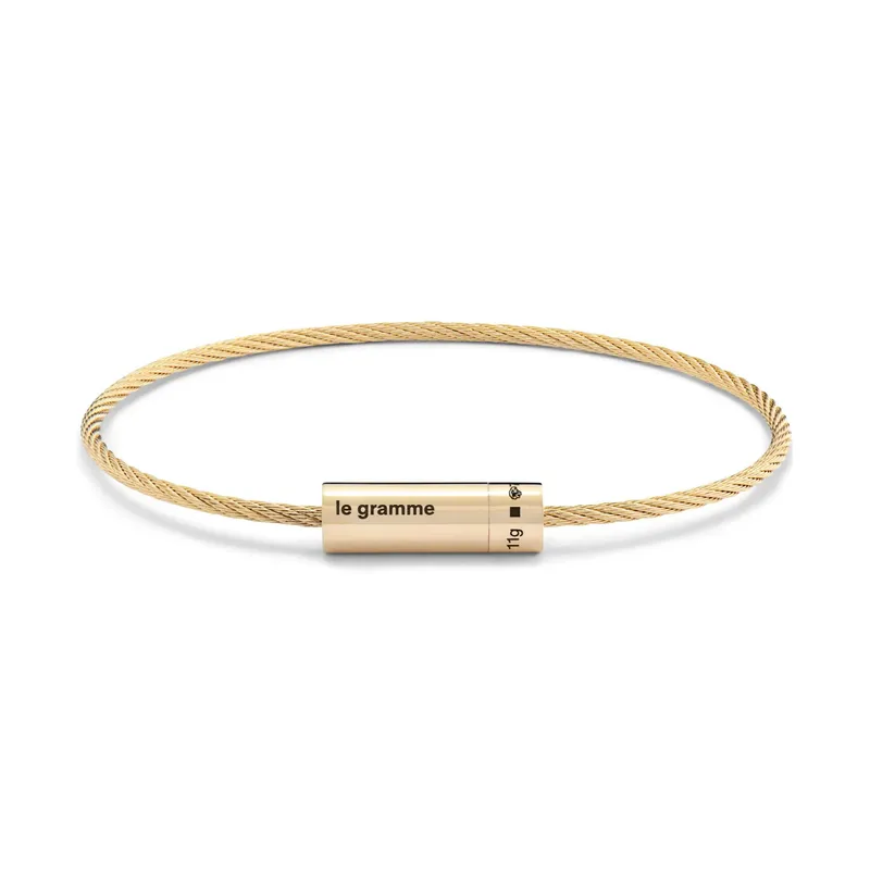 Bracelet 11g Or Jaune 750/1000e Poli Lisse Câble - LE GRAMME