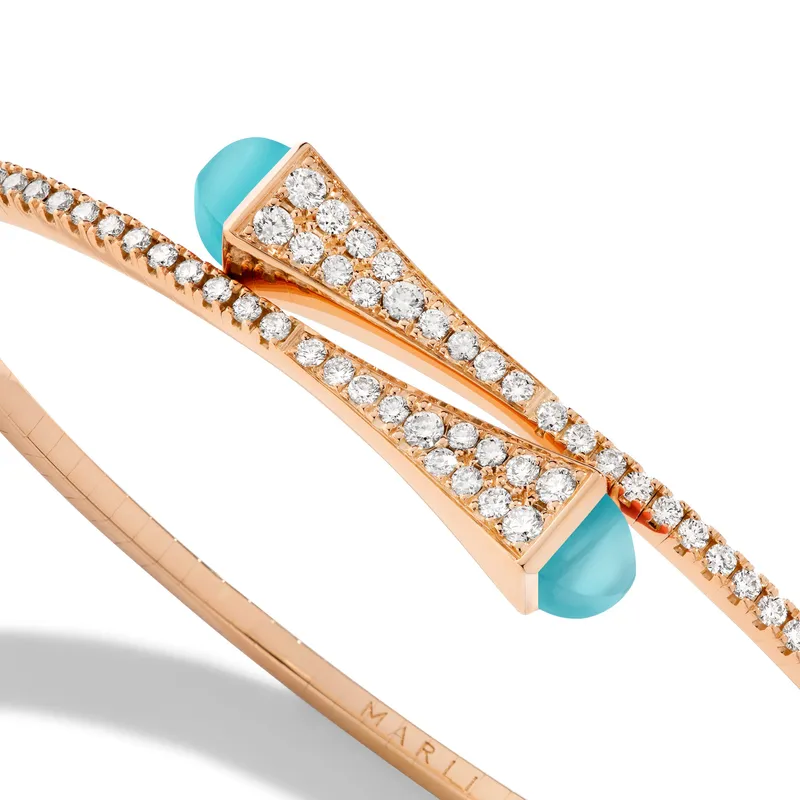 Bracelet Marli New York Cleo en Or rose avec Calcédoine Bleu Mer - MARLI NEW YORK