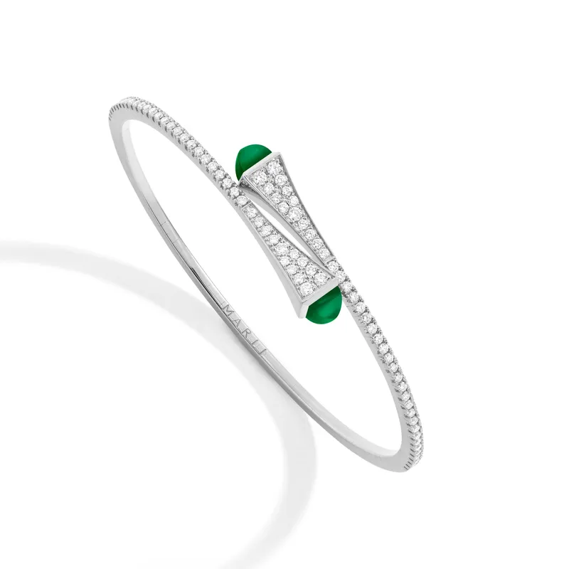 Bracelet Marli New York Cleo en Or blanc avec Agate Verte - MARLI NEW YORK