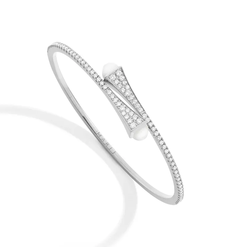 Bracelet Marli New York Cleo en Or blanc avec Agate blanche - MARLI NEW YORK