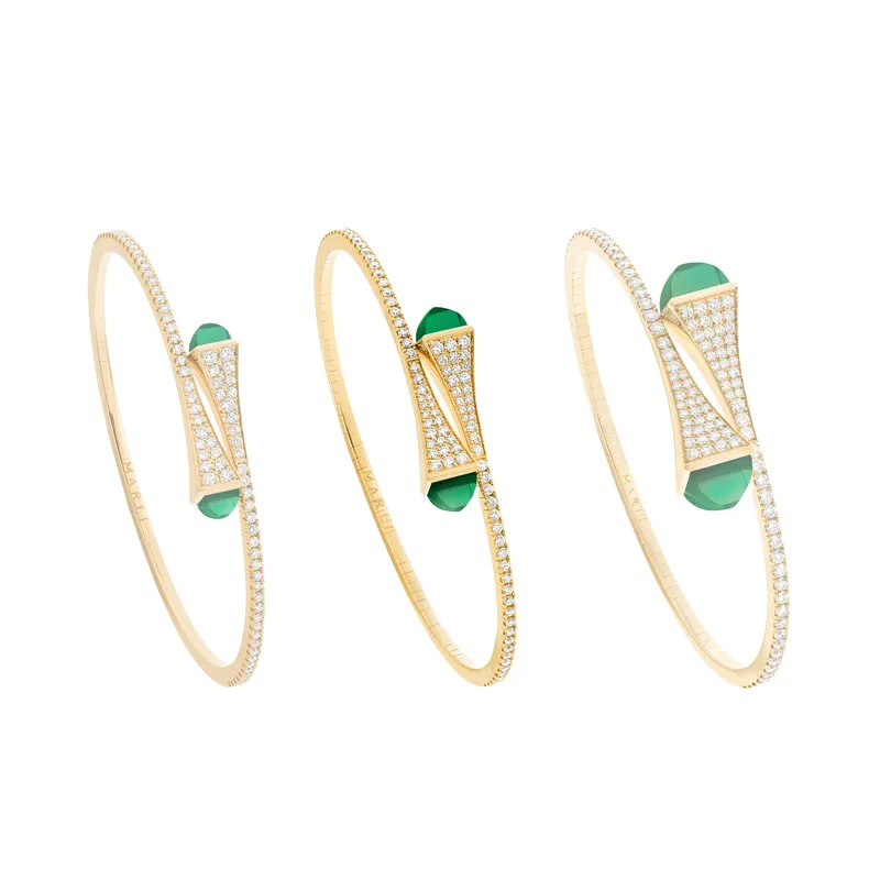 Bracelet Marli New York Cleo Midi en Or jaune avec Agate Verte - MARLI NEW YORK