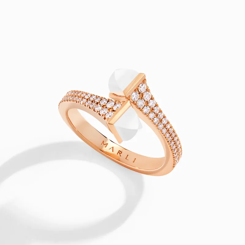 Bague Marli New York Cleo en Or rose avec Agate blanche - MARLI NEW YORK