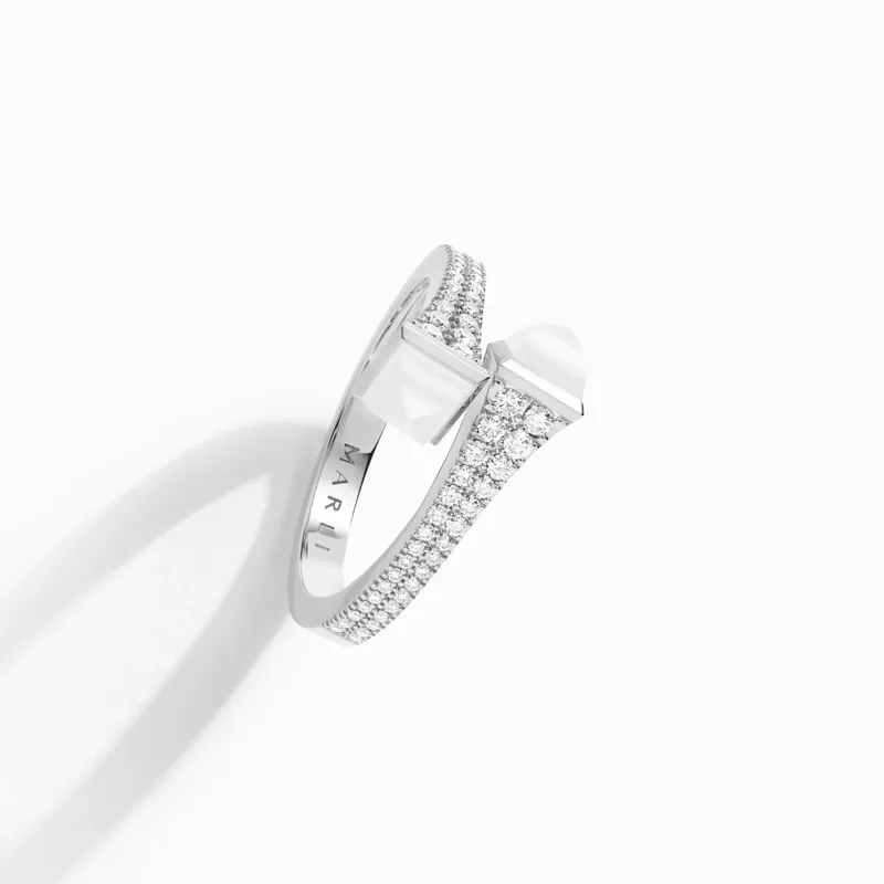 Bague Marli New York Cleo en Or blanc avec Agate Blanche - MARLI NEW YORK