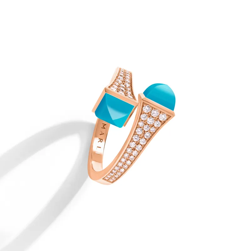 Bague Midi Marli New York Diamant Cléo en Or rose avec Turquoise - MARLI NEW YORK